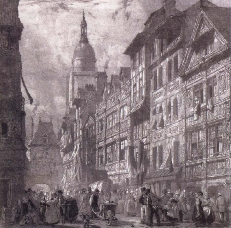 Richard Parkes Bonington Rue du Gros-Horloge a Rouen oil painting image